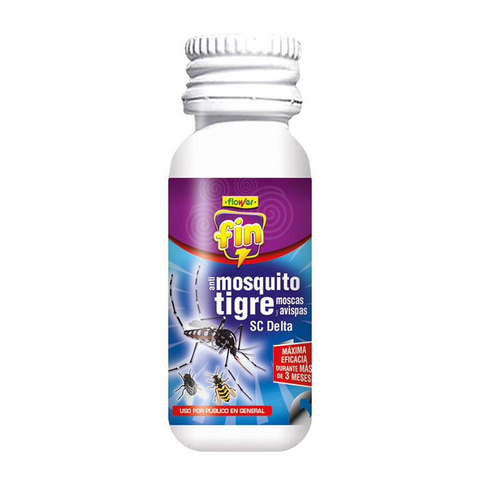 Flower Insecticida Concentrado Fin Mosquito Tigre, Amplio Espectro, A base de Deltametrina, Efecto Choque y Residual, para Mosquitos, Moscas, Avispas, 25 ml Flower Insecticida Concentrado Fin Mosquito Tigre, Amplio Espectro, A base de Deltametrina, Efecto Choque y Residual, para Mosquitos, Moscas, Avispas, 25 ml