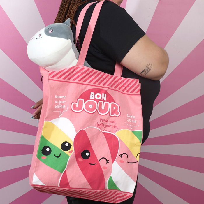 The Concept Factory Bolsa Tote Bag Kawaii Happy day (verde), Bonjour (rosa)