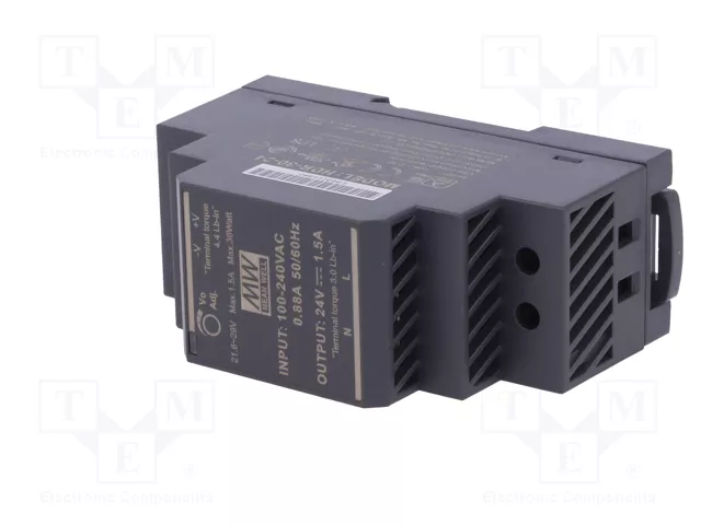 MEAN WELL HDR-30-24 Fuente de alimentación de impulso 36W 24VDC 1,5A