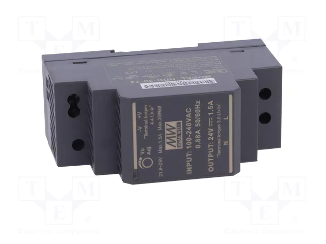 MEAN WELL HDR-30-24 Fuente de alimentación de impulso 36W 24VDC 1,5A