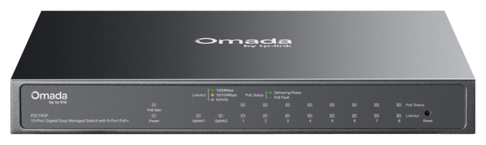 TP-Link Omada ES210GP Switch de 10 Puertos Gigabit con 8 Puertos PoE+ TP-Link Omada ES210GP Switch de 10 Puertos Gigabit con 8 Puertos PoE+