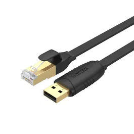 Unitek Y-SP02001B Cable USB 2.0 a RJ-45 Console Rollover Plano 1.8m Negro