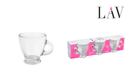 Lav Set 3 Tazas C/Asa 95cc Espresso Colección Roma Medidas 7.4x6.2x6.5cm (24 Cajas)