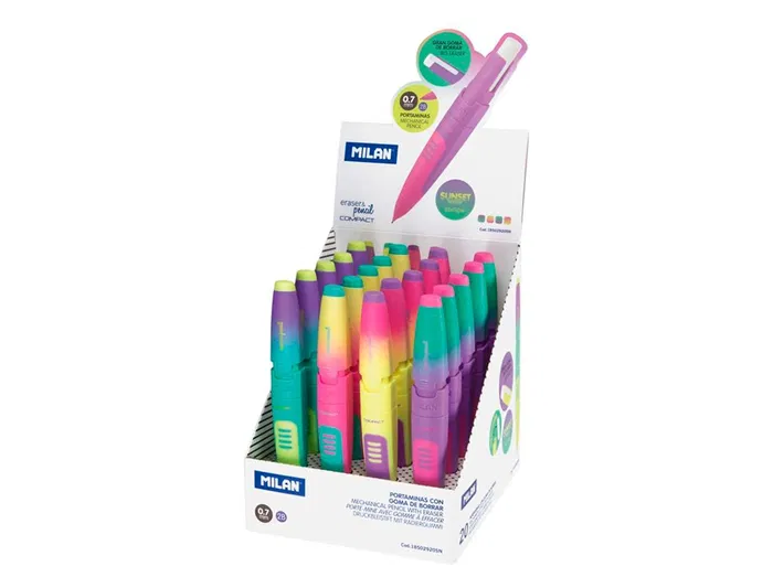 Milan Portaminas Compact Sunset 0,7 mm con Goma de Borrar Colores Surtidos