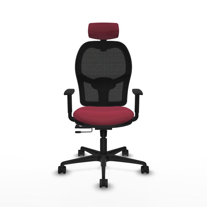 PIQUERAS Y CRESPO Silla de oficina Jorquera con mecanismo Sincro/Traslack, Granate y Negro