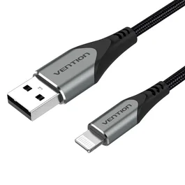 Vention Cable USB 2.0 a Lightning LABHD 0.5 m para iPhone, Conector Macho de Aluminio Gris, 480 Mbit/s