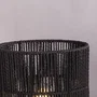 Bayamo SKD-T1019 Lámpara de Mesa Ratán, Estilo Boho-Chic, Acabado Negro, Base Metal, Pantalla Natural, Bombilla E27