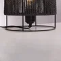 Bayamo SKD-T1019 Lámpara de Mesa Ratán, Estilo Boho-Chic, Acabado Negro, Base Metal, Pantalla Natural, Bombilla E27