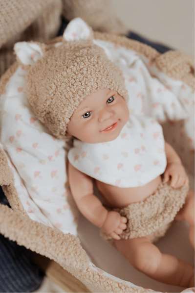 Muñecas Arias Muñeca Elegance 33 cm Beige Babyto con Capazo, Cuerpo Vinyl, Sexo Niño