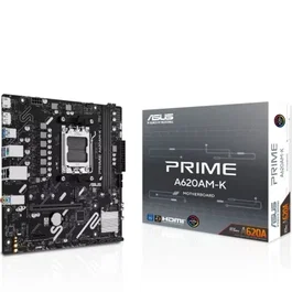 ASUS PRIME A620AM-K Placa Base Micro ATX AMD AM5 Socket AM5 Compatible con Ryzen 9000/8000/7000 DDR5 PCIe 4.0 M.2 NVMe Aura Sync RGB 90MB1GX0-M0EAY0
