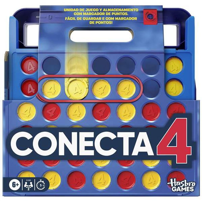Hasbro Conecta 4 con Marcador de Puntos y Estuche Portátil