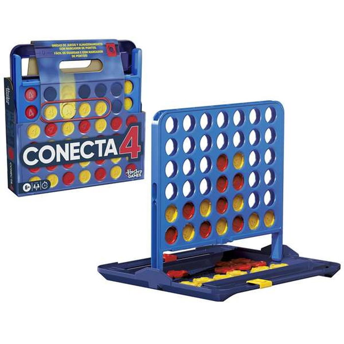 Hasbro Conecta 4 con Marcador de Puntos y Estuche Portátil