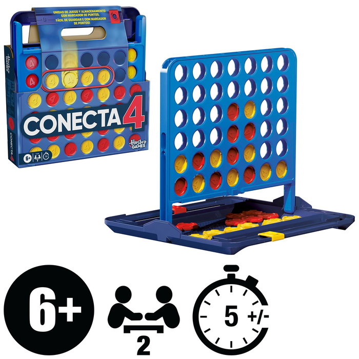 Hasbro Games Conecta 4 G1500 - Juego de Mesa Clásico para 2 Jugadores, Moderno con Marcadores de Puntos, Idioma Español y Portugués, Recomendado +6 Años