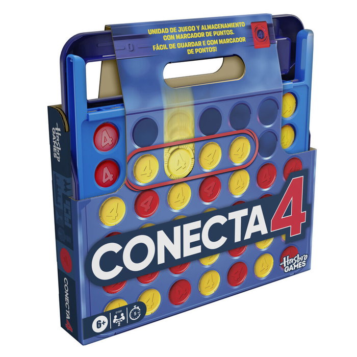 Hasbro Conecta 4 con Marcador de Puntos y Estuche Portátil