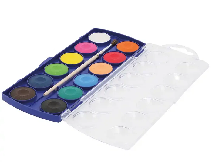 Liderpapel Acuarela 12 Colores con Pincel de Madera y Estuche Plástico