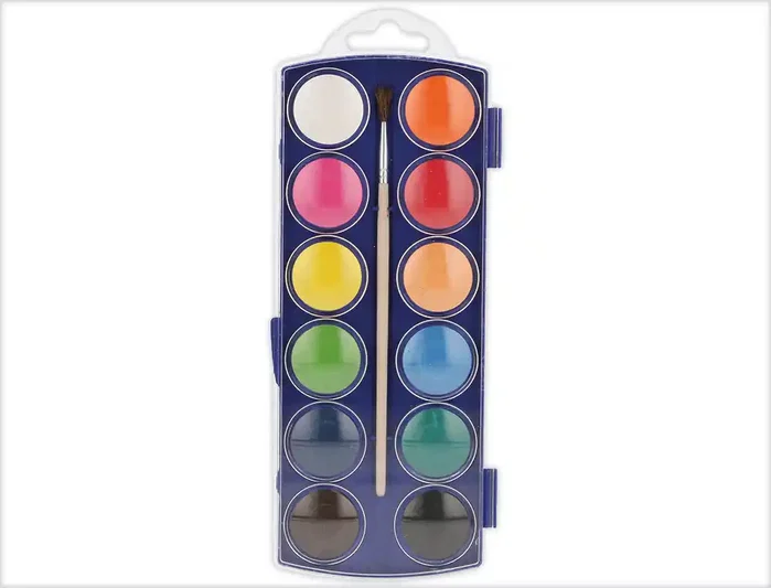 Liderpapel Acuarela 12 Colores con Pincel de Madera y Estuche Plástico