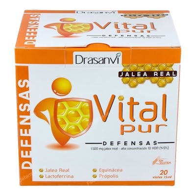 DRASANVI Vitalpur Defensas 20Viales Jalea Real Zinc Cobre Vitamina C Própolis Echinacea Inmunidad DRASANVI Vitalpur Defensas 20Viales Jalea Real Zinc Cobre Vitamina C Própolis Echinacea Inmunidad