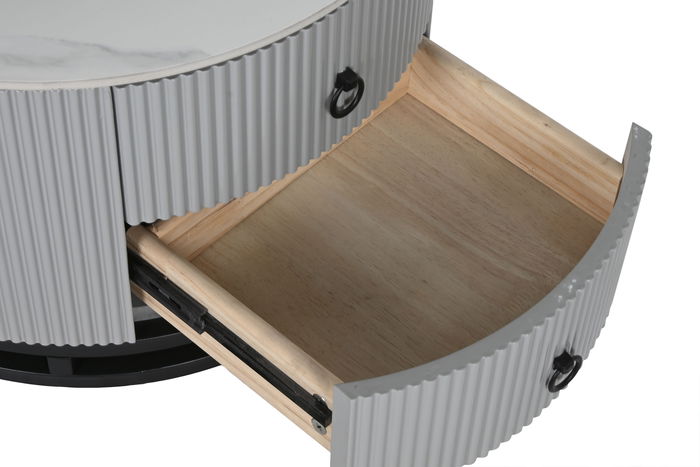 DKD Home Decor Mesa Centro Glam Set de 2 Piezas 80 x 45 x 80 cm Piedra Sinterizada Metal