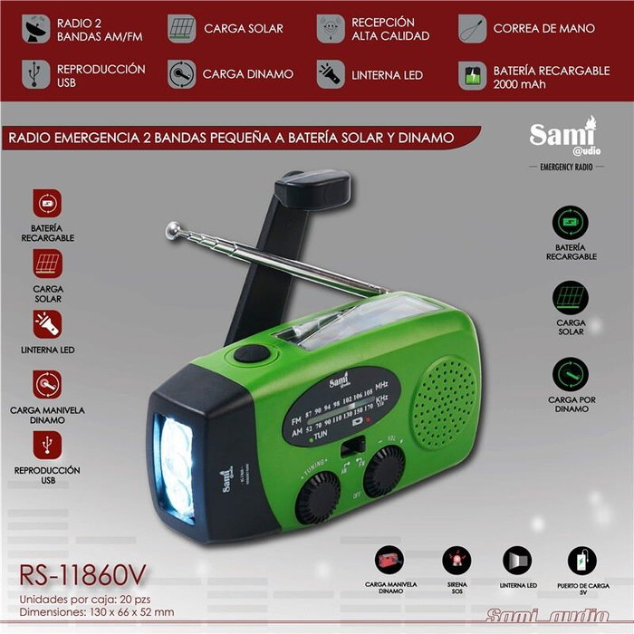 SAMI Radio Sami Emergencia 2 bandas bat/solar/dinamo