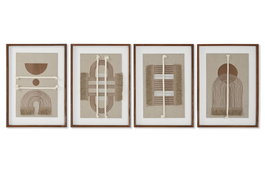 DKD Home Decor Set de 4 Cuadros Modernos 3D en Yute y MDF, 36x50,3 cm