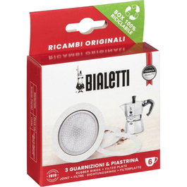 Bialetti Ricambi 3 Conjunto de 3 Juntas y 1 Filtro para 6 Tazas Grey / Silver