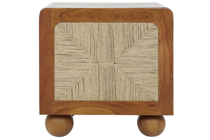 DKD Home Decor Mesita de Noche Item Home Acacia Ratan Marron Oscuro Natural 40 x 50 x 50 cm