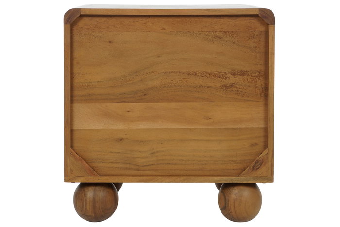 DKD Home Decor Mesita de Noche Item Home Acacia Ratan Marron Oscuro Natural 40 x 50 x 50 cm