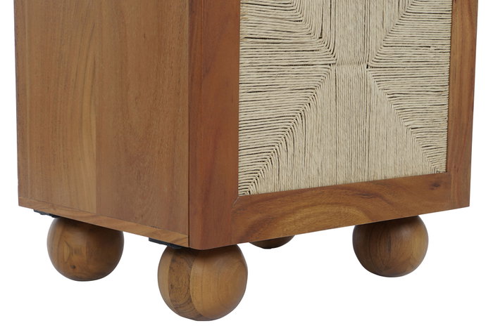 DKD Home Decor Mesita de Noche Item Home Acacia Ratan Marron Oscuro Natural 40 x 50 x 50 cm