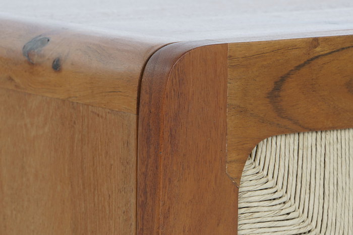 DKD Home Decor Mesita de Noche Item Home Acacia Ratan Marron Oscuro Natural 40 x 50 x 50 cm