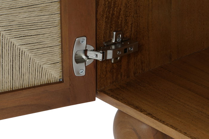 DKD Home Decor Mesita de Noche Item Home Acacia Ratan Marron Oscuro Natural 40 x 50 x 50 cm