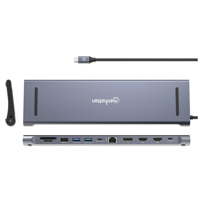 MANHATTAN Docking Station 12-en-1 4K HDMI 2xDP 3xUSB-A para Portátil MANHATTAN Docking Station 12-en-1 4K HDMI 2xDP 3xUSB-A para Portátil
