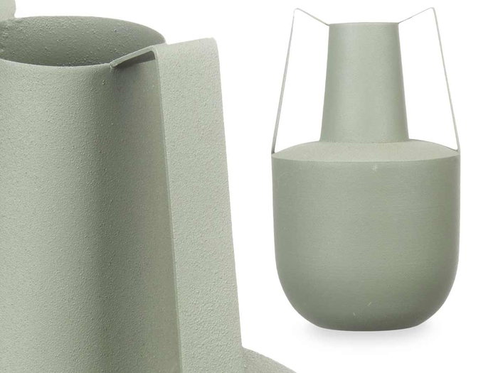 Giftdecor Jarron Acero Doble Asa Verde Pastel 14 cm x 24 cm x 14 cm (Set de 6)