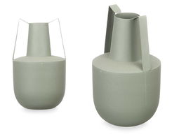 Giftdecor Jarron Acero Doble Asa Verde Pastel 14 cm x 24 cm x 14 cm (Set de 6)