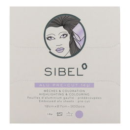 Sinelco Sibel Hojas de Aluminio Pre-Cortadas Violeta 12 x 27 cm, 300 Unidades, para Mechas Balayage y Decoloración Profesional