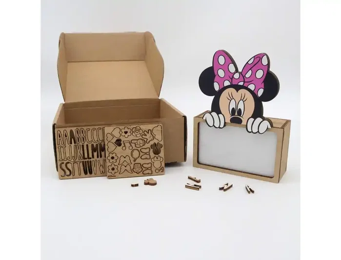 Wondee Lampara personalizable de madera con diseño de Minnie, funciona con batería, potencia 0.6W, flujo luminoso 60 lm
