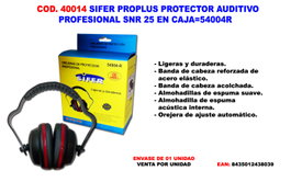 SIFER SEGURIDAD PRO Protector Auditivo Orejera Ajustable SNR 25