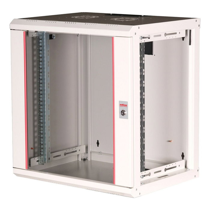 ROLINE Bastidor de Pared Rack 19 Pulgadas 12U Profundidad 600 mm - 26.21.0004 - Gris, con Bloqueo de Teclado y Puerta de Cristal