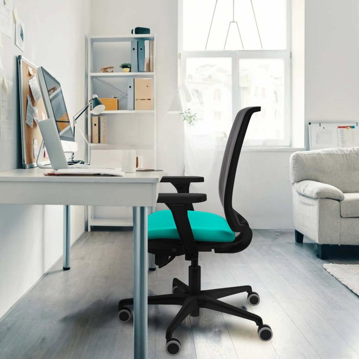 PIQUERAS Y CRESPO Silla Alares sincro con malla negra y asiento amarillo
