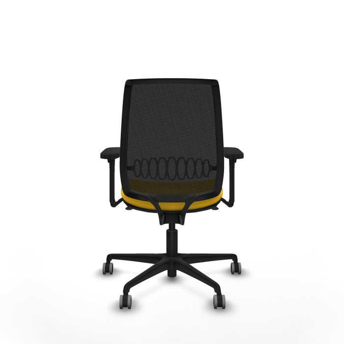 PIQUERAS Y CRESPO Silla Alares sincro con malla negra y asiento amarillo