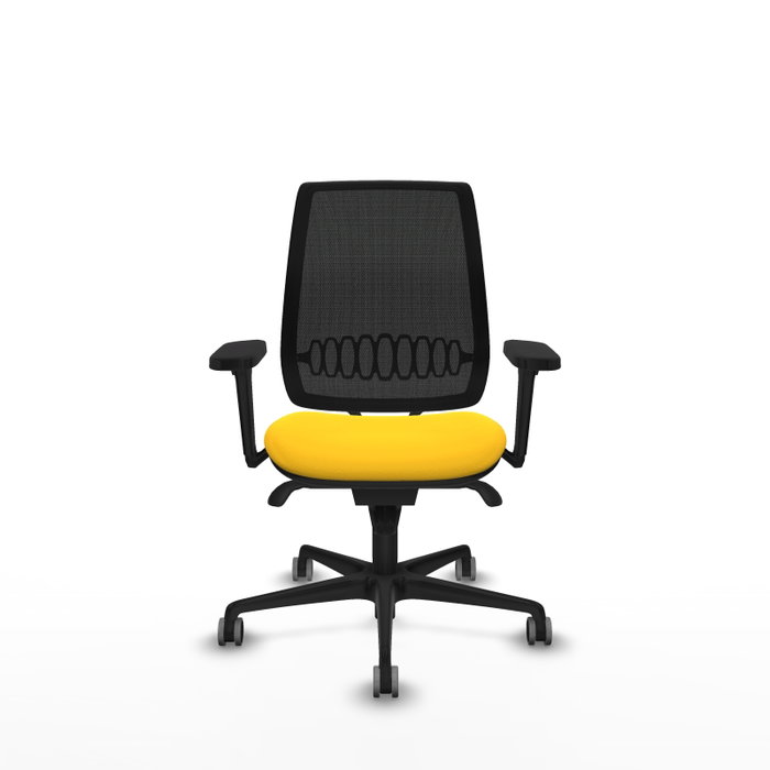 PIQUERAS Y CRESPO Silla Alares sincro con malla negra y asiento amarillo