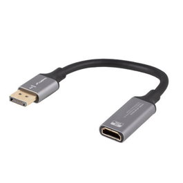 Lanberg Adaptador Displayport Macho a HDMI Hembra 4K 3840x2160, Compatible con HDMI 2.0, 18 Gbit/s, 0.2m Plata