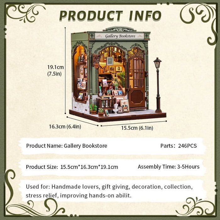 Maqueta Model Kit Miniature House Gallery Bookstore 20 x 16 cm