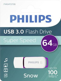 Philips Pendrive USB 3.0 64GB Almacenamiento Unidad Flash Memoria - Snow