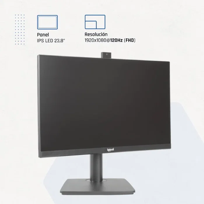 Iggual ML24WC Monitor 23.8" IPS Full HD 1920x1080 120Hz 1ms con Webcam Retráctil, Altavoces, VGA y HDMI, Negro