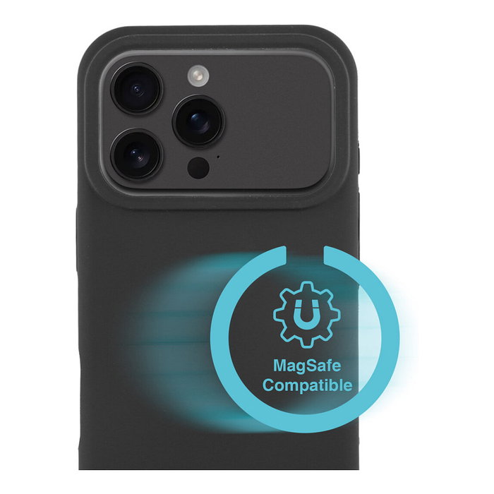 4smarts Cupertino Funda Bumper Negra para Apple iPhone 17 Pro Max, Silicona y Microfibra, Compatible con MagSafe y Carga Inalámbrica, Protección hasta 1.2m