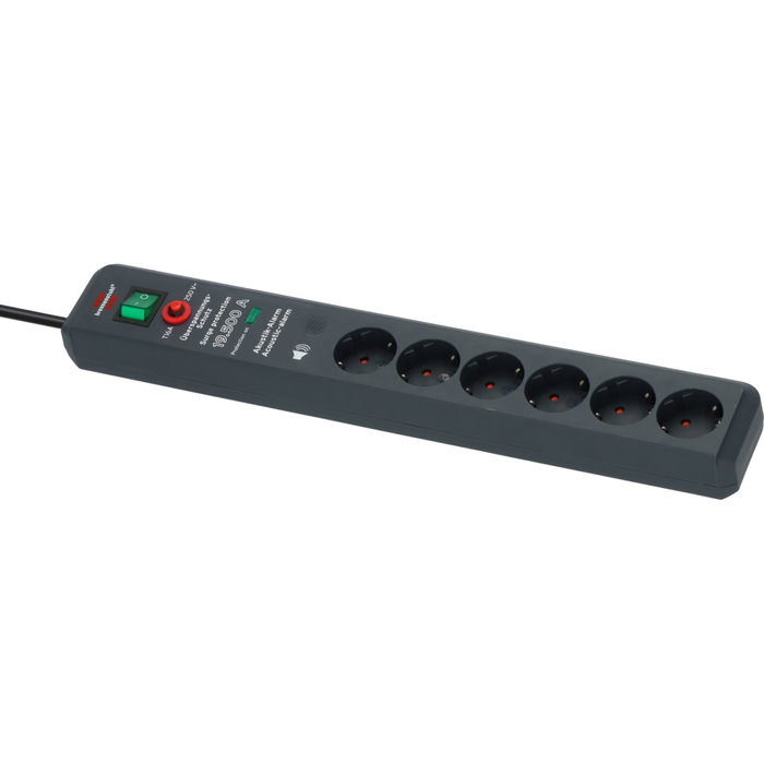 Brennenstuhl Secure-Tec Regleta de 6 tomas con protección contra sobretensiones, 3m, Antracita