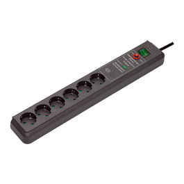 Brennenstuhl Secure-Tec Regleta de 6 tomas con protección contra sobretensiones, 3m, Antracita