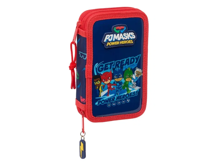 Safta Estuche Escolar Doble Pequeño PJ Masks Ready 28 piezas