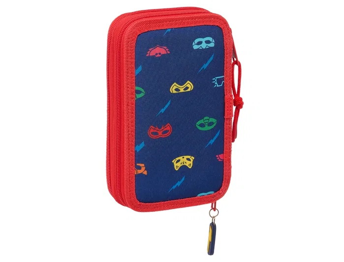 Safta Estuche Escolar Doble Pequeño PJ Masks Ready 28 piezas