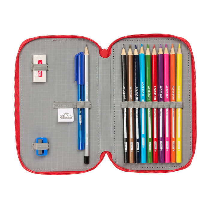Safta Estuche Escolar Doble Pequeño PJ Masks Ready 28 piezas